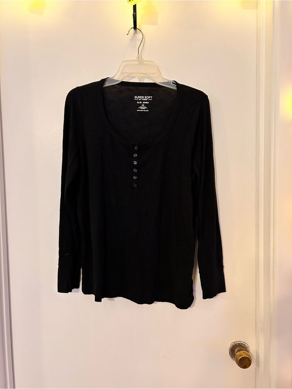 NWOT Torrid super soft Slub Jersey Black Long Sleeve Henley Top